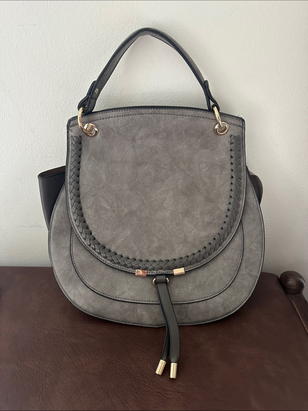 Chloe- inspired Grey Braided Flap Handbag - Women Bags